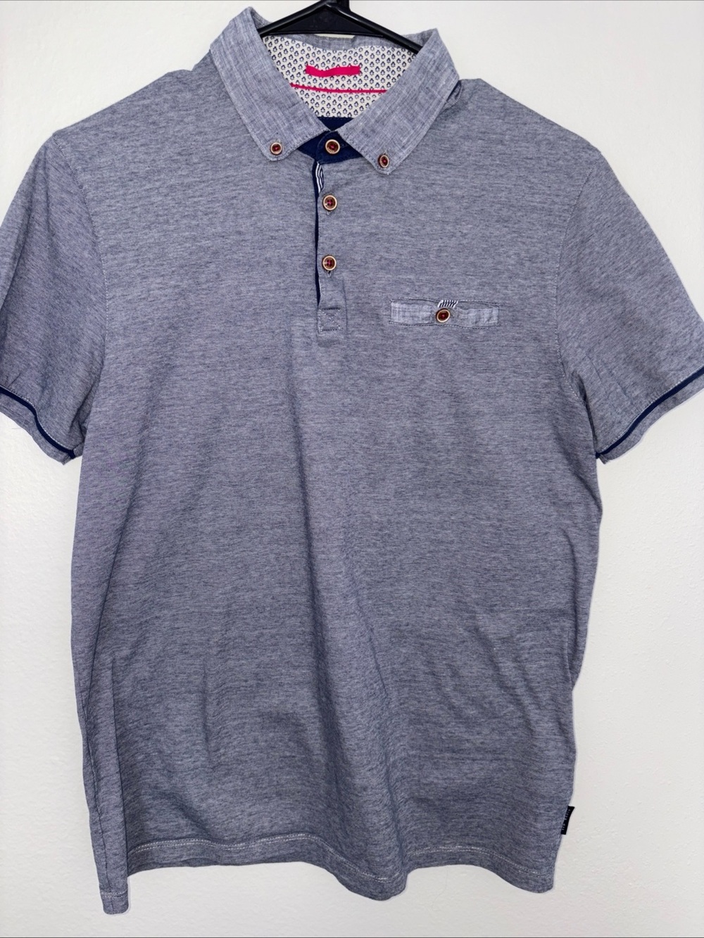 Ted Baker Men’s Heather Gray Polo Shirt with Contrast Trim